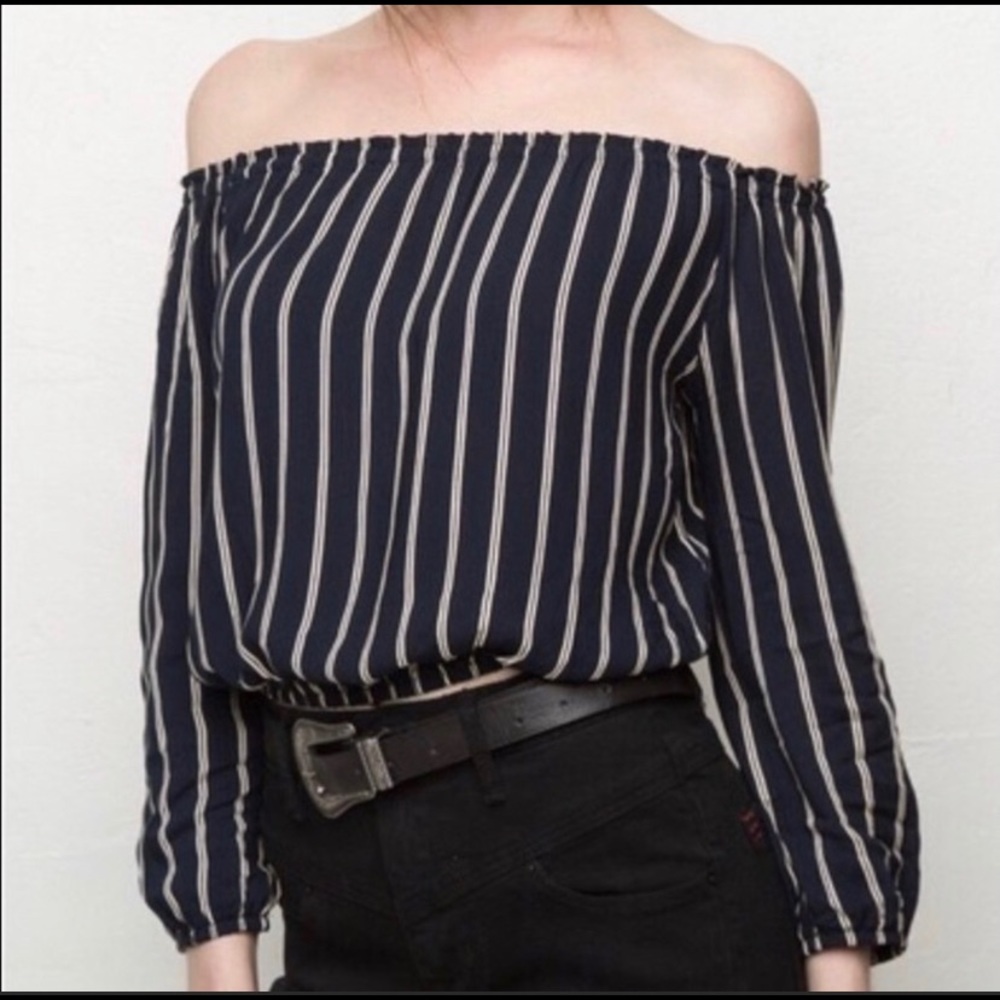 Brandy Melville Striped Off the Shoulder Top